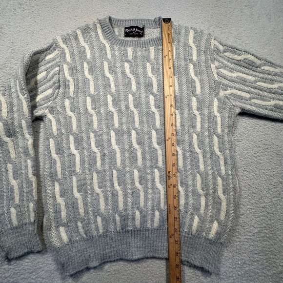 Vintage Reed‎ St. James Gray White Cable Knit Sweater Crew Neck Made in USA - Picture 5 of 7